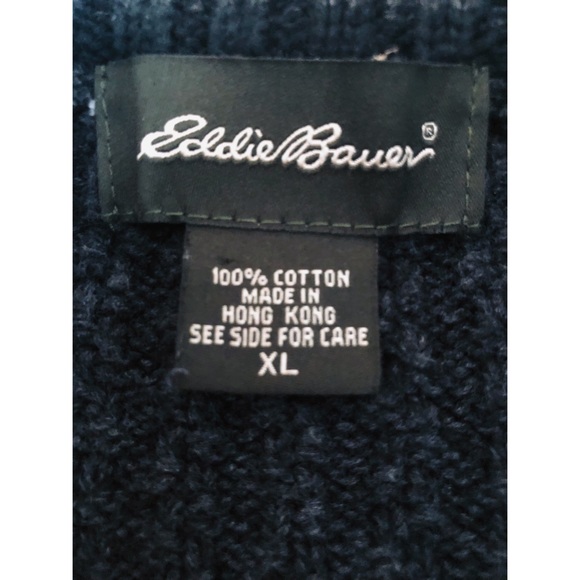 Eddie Bauer Mens Grey LS Button Front Cotton Ribbed Sweater - Picture 4 of 7